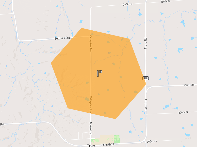 Hail map of Truro, IA on Jul 4, 2026, hail up to 1"