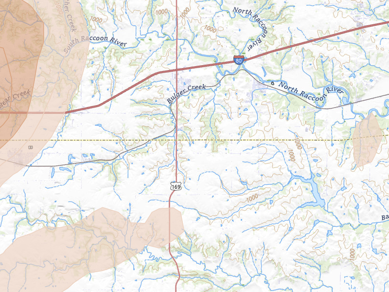 Radar-estimated hail-size map of the storm over Van Meter, IA on Jul 3, 2026