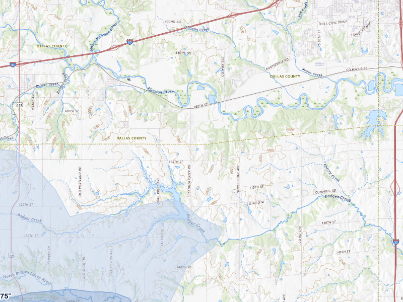 NEXRAD radar-signature map of the hail storm over Van Meter, IA on Aug 13, 2026