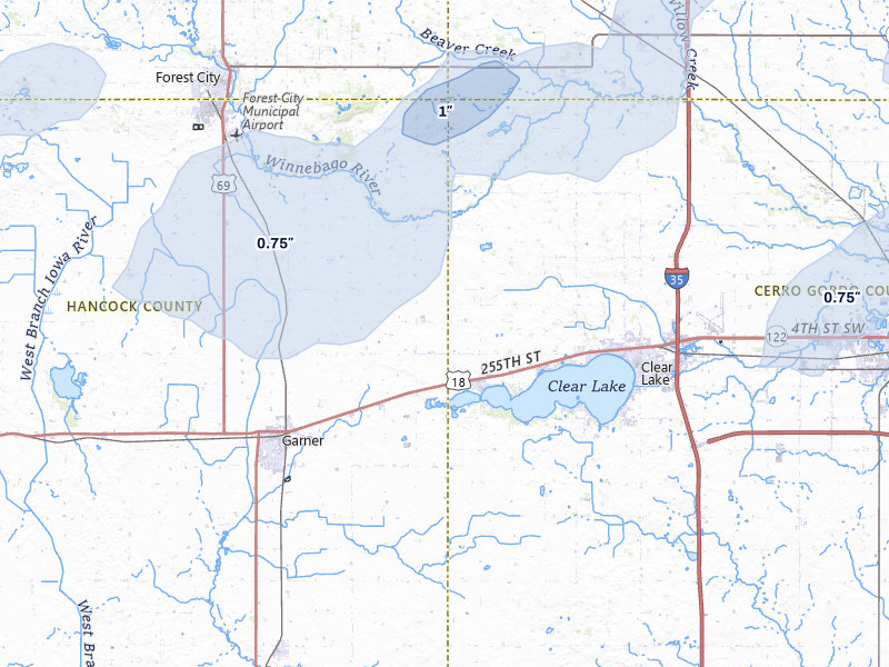 NEXRAD radar-signature map of the hail storm over Ventura, IA on May 17, 2026