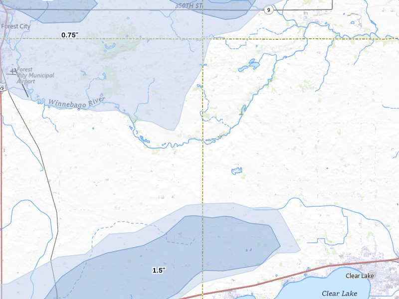 NEXRAD radar-signature map of the hail storm over Ventura, IA on Aug 7, 2026
