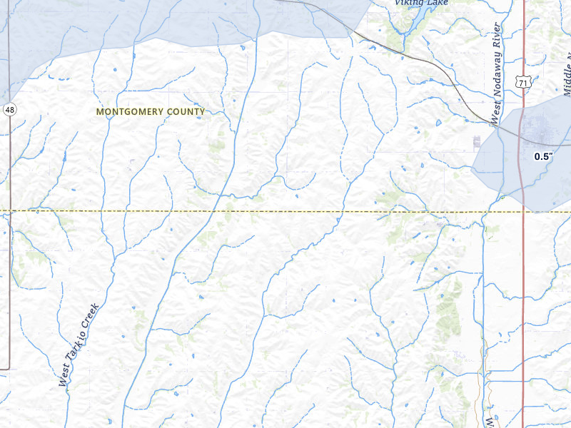 NEXRAD radar-signature map of the hail storm over Villisca, IA on Apr 9, 2026