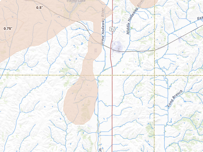 Radar-estimated hail-size map of the storm over Villisca, IA
