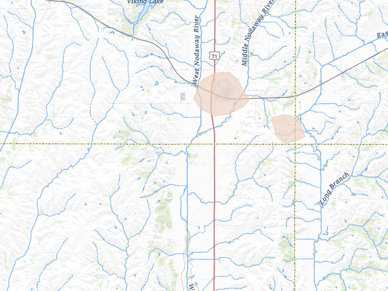 Radar-estimated hail-size map of the storm over Villisca, IA