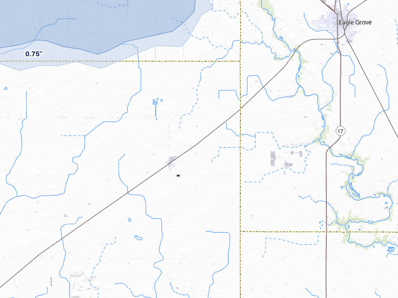 NEXRAD radar-signature map of the hail storm over Vincent, IA on May 15, 2026