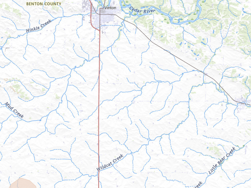 Radar-estimated hail-size map of the storm over Vinton, IA on Jul 2, 2026