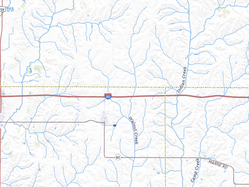 Radar-estimated hail-size map of the storm over Walnut, IA on Apr 23, 2026