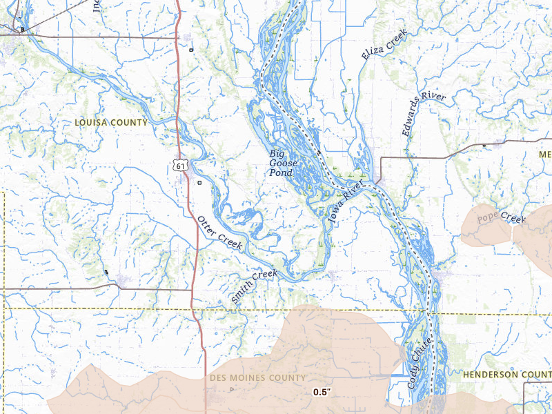 Radar-estimated hail-size map of the storm over Wapello, IA on May 4, 2026