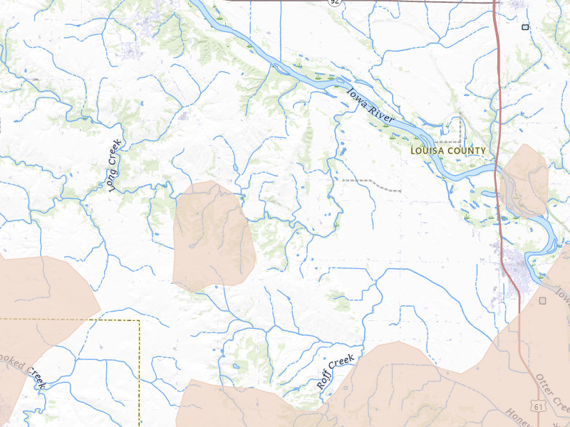 Radar-estimated hail-size map of the storm over Wapello, IA on Jun 11, 2026