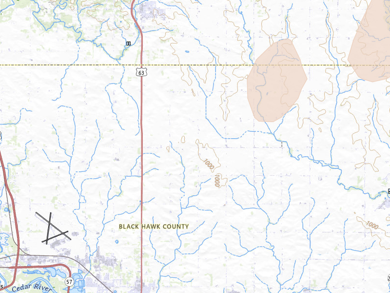 Radar-estimated hail-size map of the storm over Waterloo, IA on Apr 17, 2026