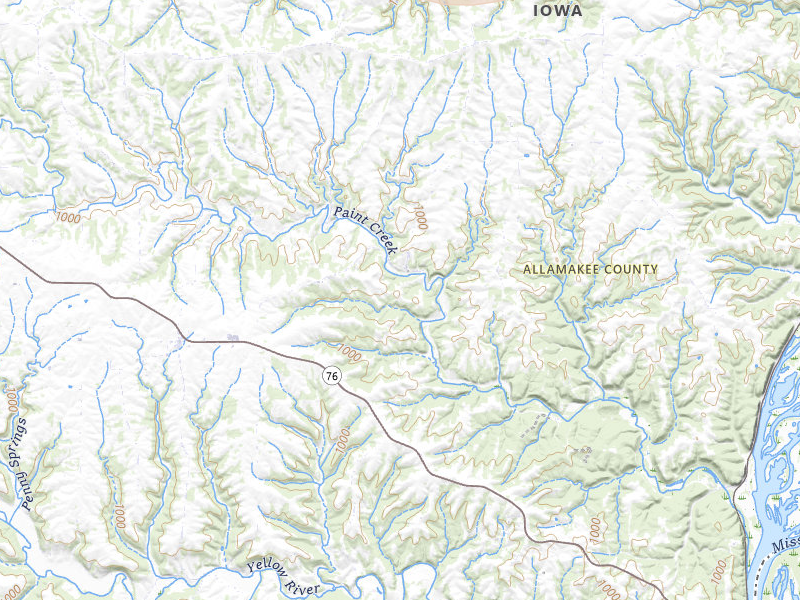 Radar-estimated hail-size map of the storm over Waterville, IA on Jul 2, 2026