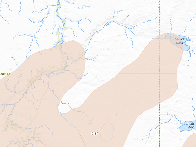 Radar-estimated hail-size map of the storm over Webb, IA on Apr 23, 2026