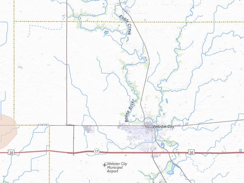 Radar-estimated hail-size map of the storm over Webster City, IA on Jun 28, 2026