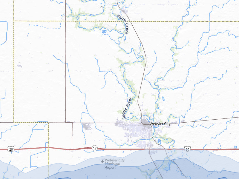 NEXRAD radar-signature map of the hail over Webster City, IA