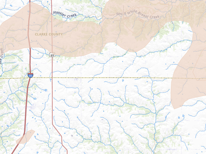 Radar-estimated hail-size map of the storm over Weldon, IA on Apr 15, 2026