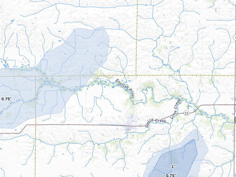NEXRAD radar-signature map of the hail storm over Wellman, IA on Jul 10, 2026
