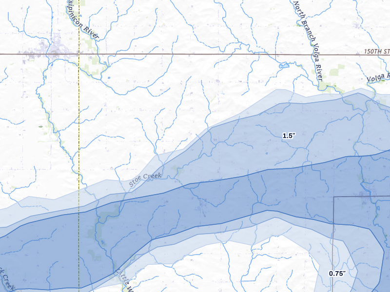 NEXRAD radar-signature map of the hail over Westgate, IA