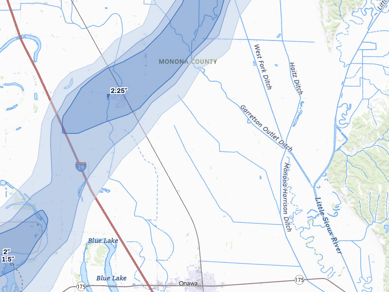 NEXRAD radar-signature map of the hail storm over Whiting, IA on May 18, 2026