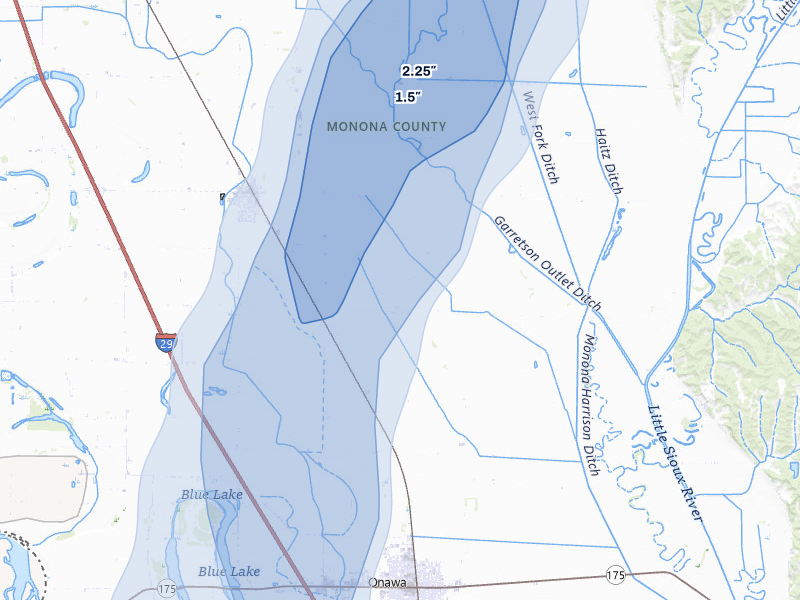 NEXRAD radar-signature map of the hail storm over Whiting, IA on Jun 30, 2026