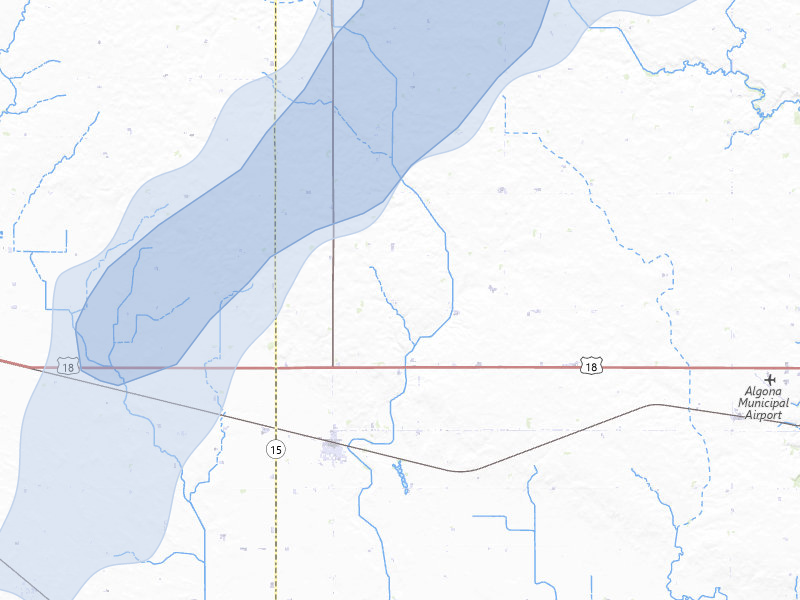 NEXRAD radar-signature map of the hail storm over Whittemore, IA on Jun 30, 2026