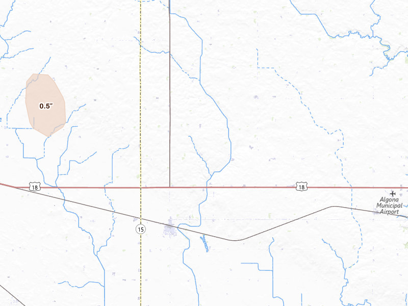 Radar-estimated hail-size map of the storm over Whittemore, IA