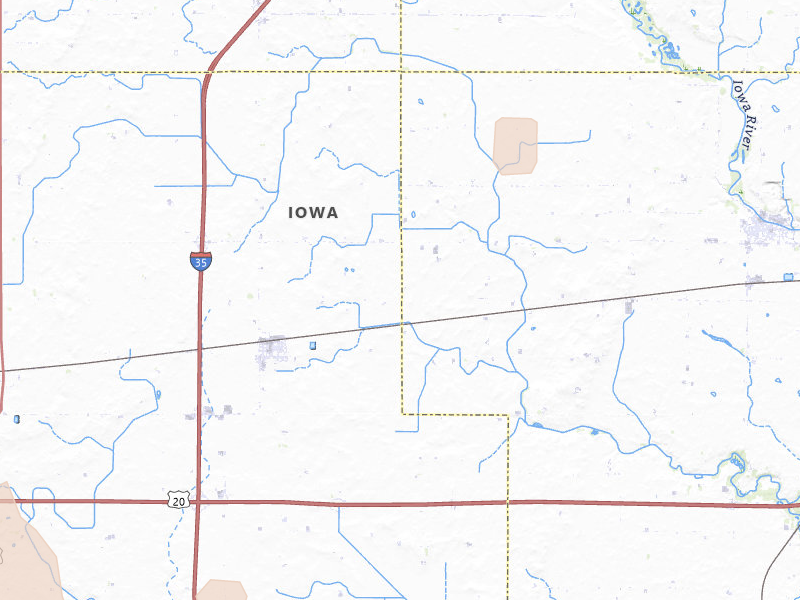 Radar-estimated hail-size map of the storm over Williams, IA on Jul 2, 2026