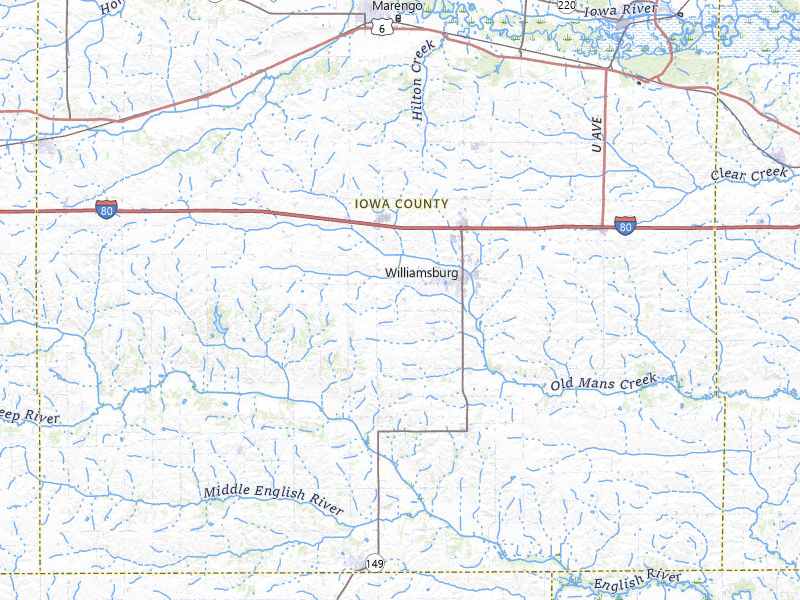 Radar-estimated hail-size map of the storm over Williamsburg, IA on Apr 2, 2026