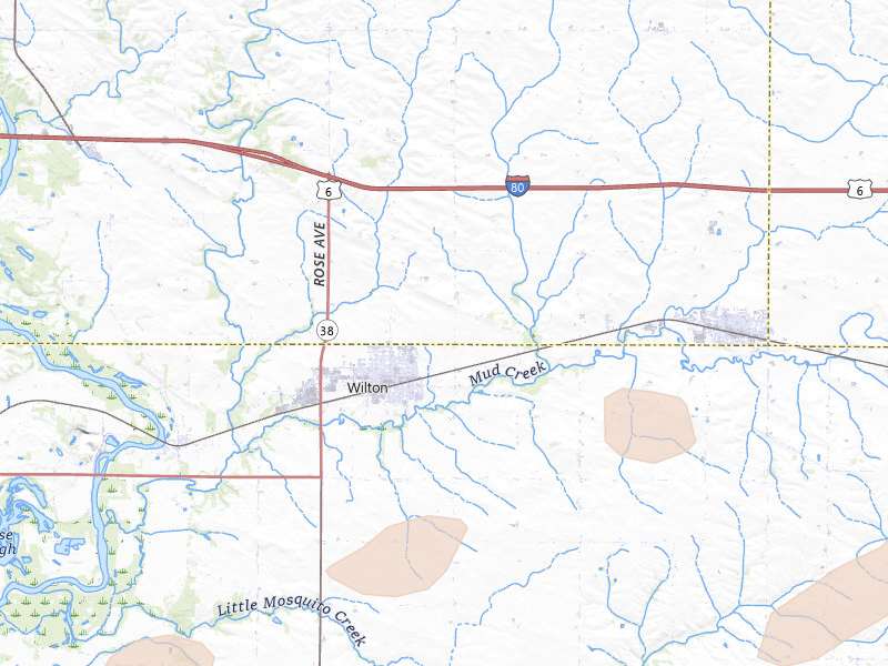 Radar-estimated hail-size map of the storm over Wilton, IA on Jun 11, 2026
