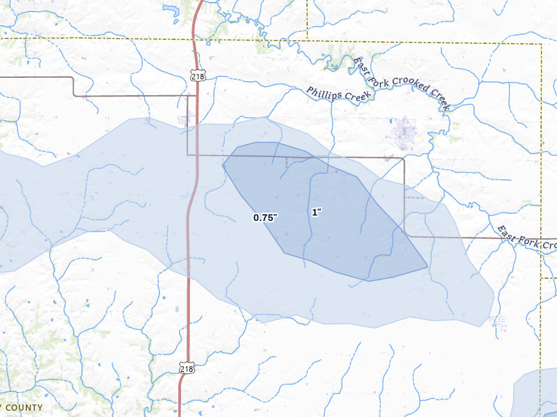 NEXRAD radar-signature map of the hail storm over Winfield, IA on May 4, 2026