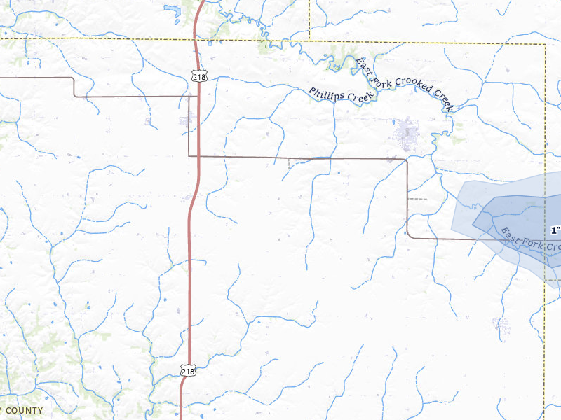 NEXRAD radar-signature map of the hail storm over Winfield, IA on Jul 3, 2026