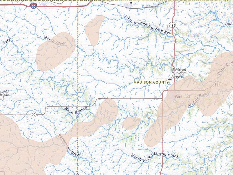 Radar-estimated hail-size map of the storm over Winterset, IA