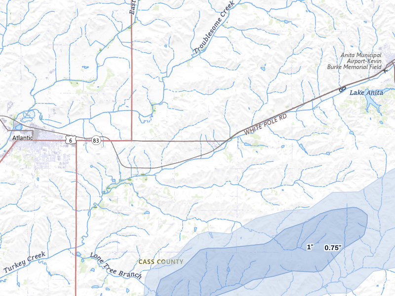 NEXRAD radar-signature map of the hail storm over Wiota, IA on May 18, 2026