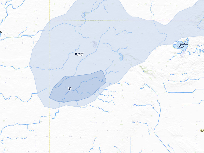 NEXRAD radar-signature map of the hail storm over Woden, IA on May 17, 2026