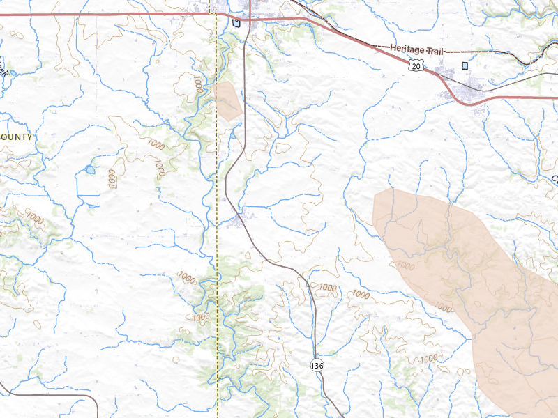 Radar-estimated hail-size map of the storm over Worthington, IA on Aug 21, 2026