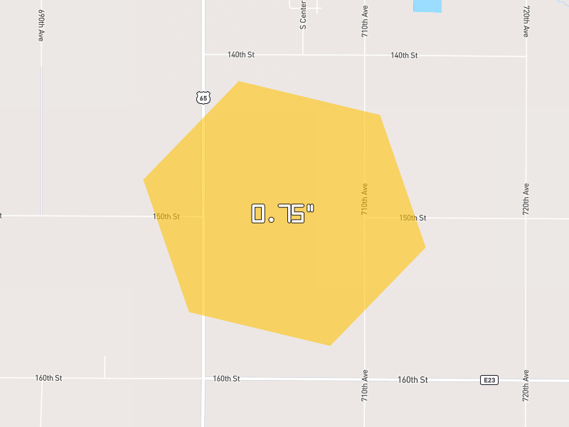 Hail map of Zearing, IA on Jun 28, 2026, hail up to 0.75"