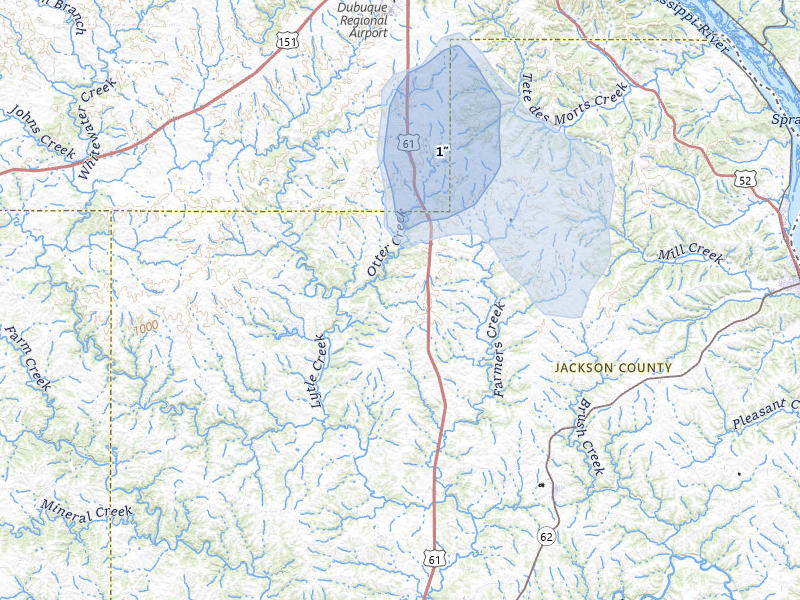 NEXRAD radar-signature map of the hail storm over Zwingle, IA on Jul 9, 2026