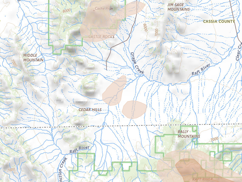 Radar-estimated hail-size map of the storm over Almo, ID on Jul 30, 2026