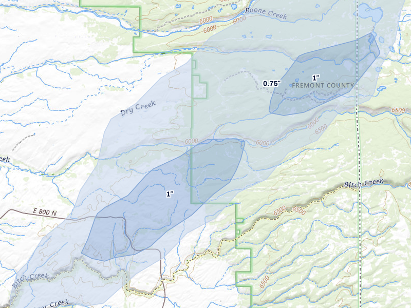 NEXRAD radar-signature map of the hail storm over Ashton, ID on Jun 26, 2026