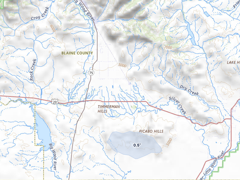 NEXRAD radar-signature map of the hail storm over Bellevue, ID on Apr 10, 2026