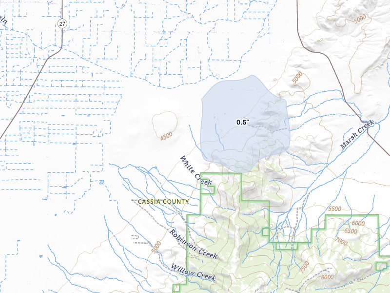 NEXRAD radar-signature map of the hail storm over Burley, ID on Jul 24, 2026