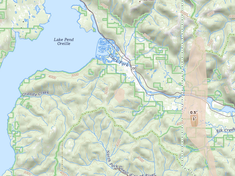 Radar-estimated hail-size map of the storm over Clark Fork, ID