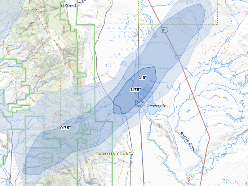 NEXRAD radar-signature map of the hail storm over Clifton, ID on Jun 27, 2026