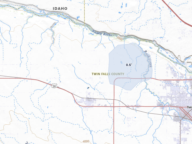 NEXRAD radar-signature map of the hail storm over Filer, ID on Jul 29, 2026