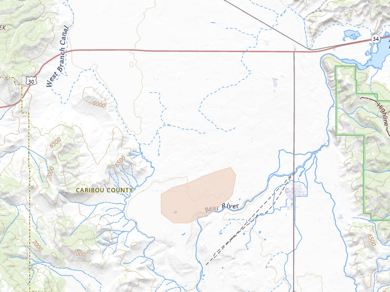 Radar-estimated hail-size map of the storm over Grace, ID on Aug 24, 2026