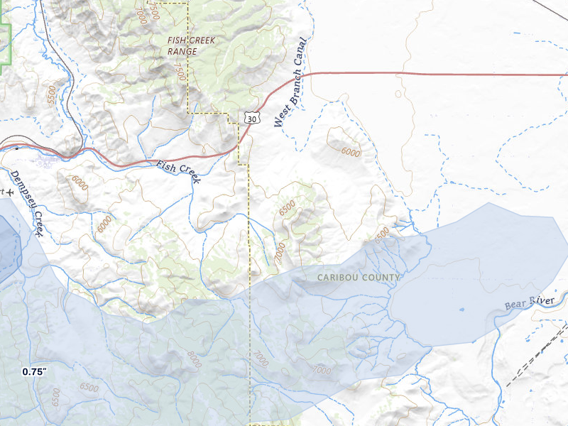 NEXRAD radar-signature map of the hail storm over Grace, ID on Aug 24, 2026