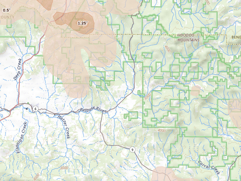 Radar-estimated hail-size map of the storm over Harvard, ID on May 28, 2026