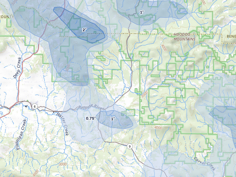 NEXRAD radar-signature map of the hail storm over Harvard, ID on May 28, 2026