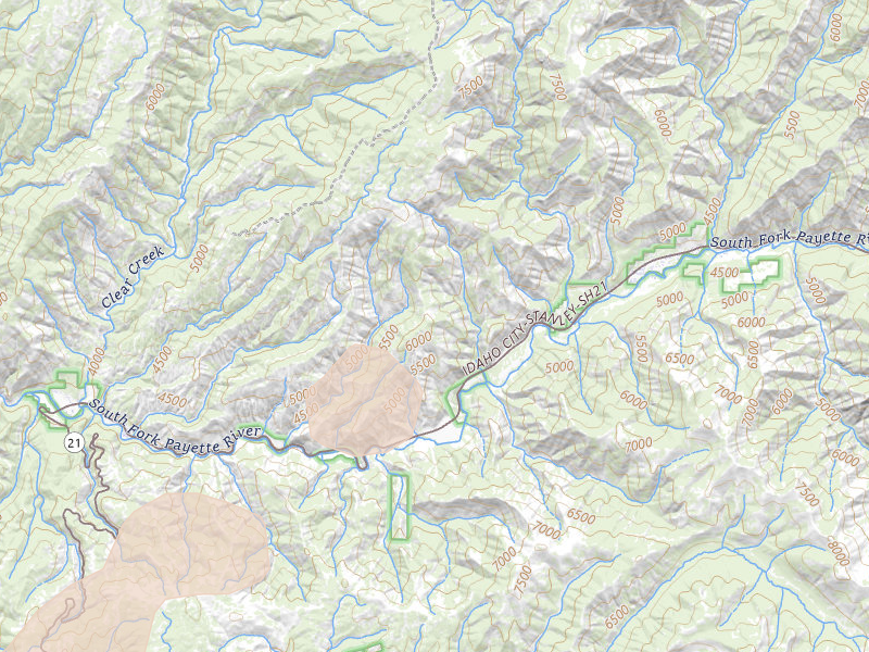 Radar-estimated hail-size map of the storm over Lowman, ID on Jul 23, 2026