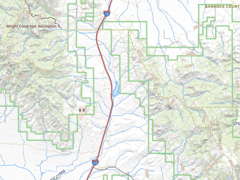 Radar-estimated hail-size map of the storm over Malad City, ID on Aug 24, 2026
