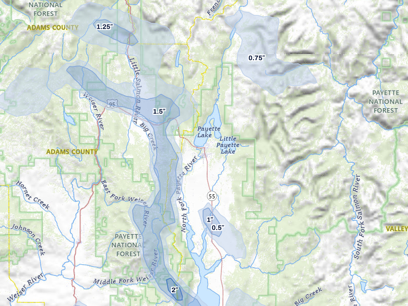 NEXRAD radar-signature map of the hail storm over McCall, ID on May 27, 2026